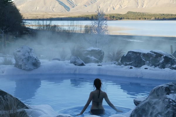 Hot pools in snow